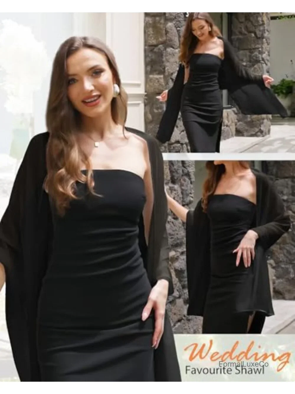 Sheer Polyester Scarf Shawl Wrap for Wedding Party Cover Up